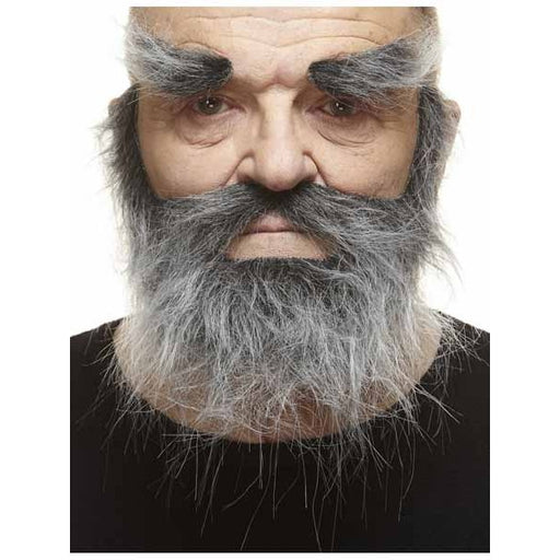 Grey Moustache, Beard and Eyebrow Costume Set