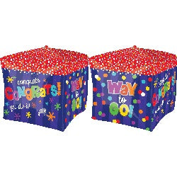 15-Inch Way to Go Congrats Cubez Foil Balloon