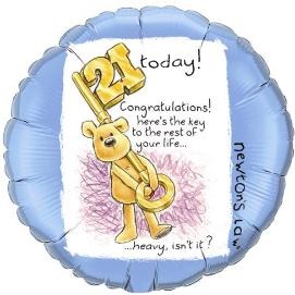 21 Today! Key Design 18-Inch Foil Birthday Balloon