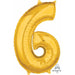 Gold Number 6 Balloon, 26 Inch