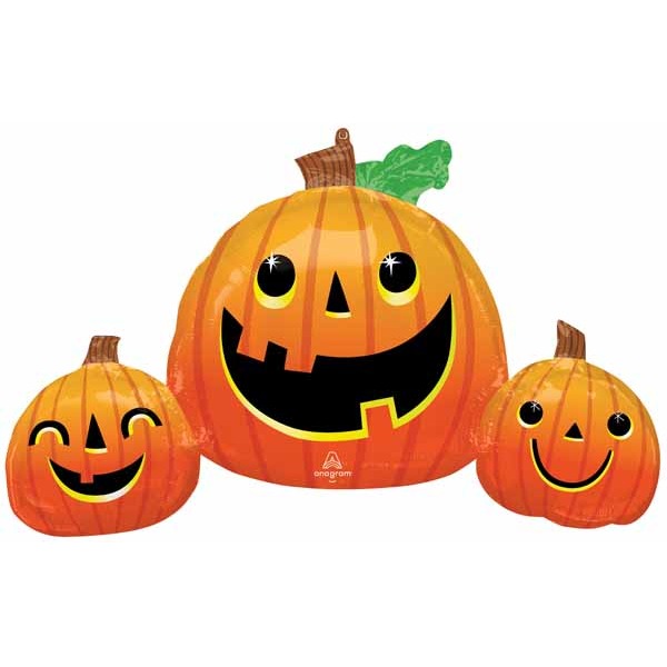 Smiley Pumpkin Trio 35-Inch Halloween Foil Balloon