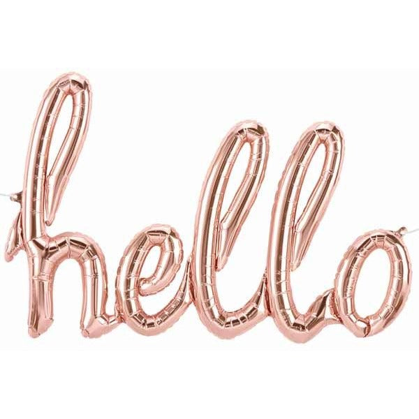 47 Inch Rose Gold Hello Script Balloon