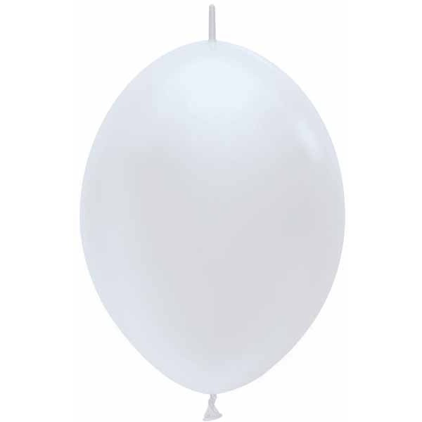 Sempertex Satin White 12" Link-O-Loons Latex Balloons, 25 Pack