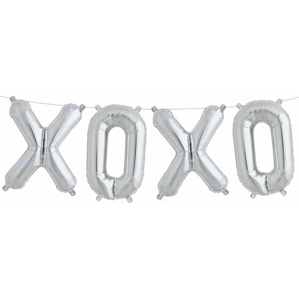 16-Inch Silver XOXO Letter Balloon Kit