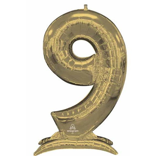 White Gold Number 9 Stand-Up Foil Balloon