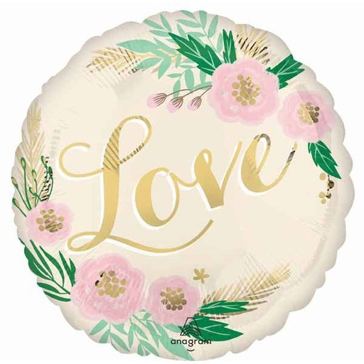 Natural Wedding Love 18" Round Foil Balloon