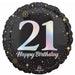 Sparkling 21st Birthday Round Foil Balloon, 18 Inch