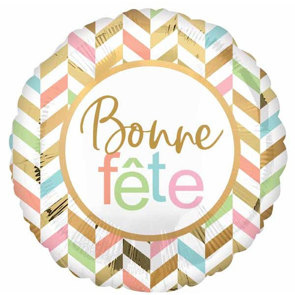 Bonne Fête Pastel Jumbo Round Foil Balloon