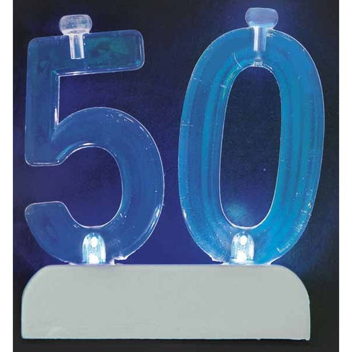 Number 50 Flashing Candle Holder Set