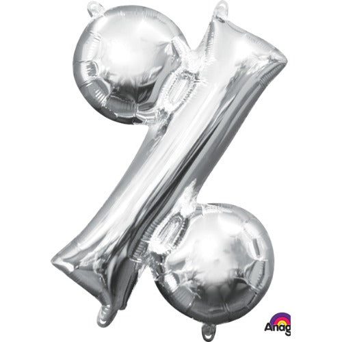 16-Inch Silver Percent Symbol Foil Balloon
