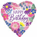 Garden Floral Happy Birthday Heart Foil Balloon, 18 Inch