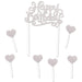 Silver Happy Birthday Cake Topper