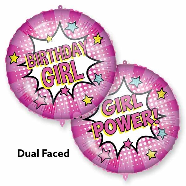Girl Power Happy Birthday 18" Round Foil Balloon