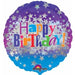 HBD BRIGHT STARS 18" RND HOLO S55 FLAT