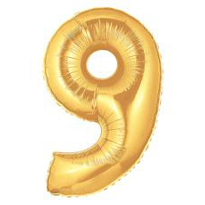 7" Gold Megaloon Balloon '9' Shape.