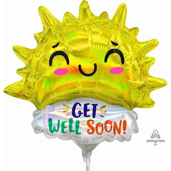 Get Well Happy Sun Mini Foil Balloon