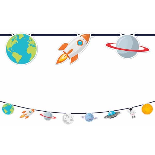 Rocket Space Paper Die-Cut Banner
