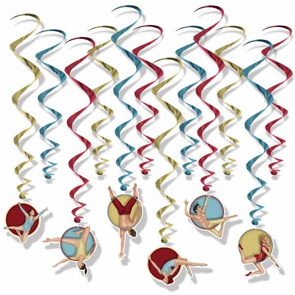 Vintage Circus Hanging Whirls, 12 Count