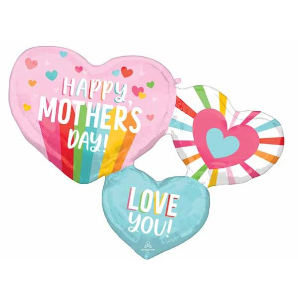 Happy Mother's Day Bright Stripes 33-Inch Foil Balloon