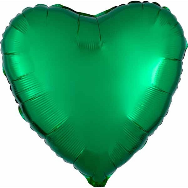 Metallic Green Heart Foil Balloon, 18 Inch