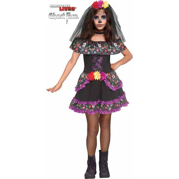 Ghost Face Sugar Skull Child Costume, Medium 8/10