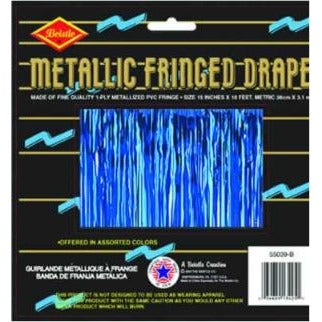 Blue Metallic 1-Ply Fringe, 15 Inches x 10 Feet