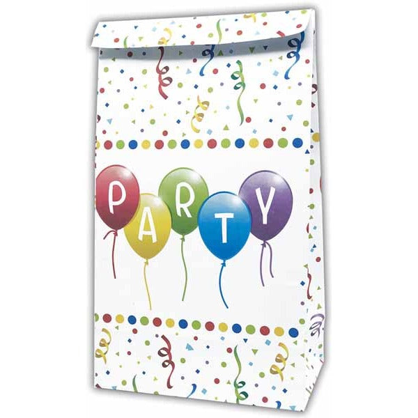 Happy Birthday Streamers Paper Party Bags, 4 Pack