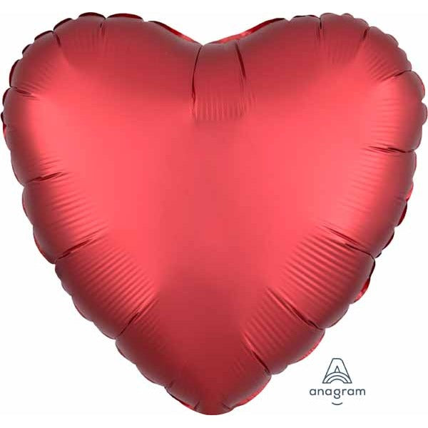 Sangria Satin Luxe Heart Foil Balloon, 18 Inch