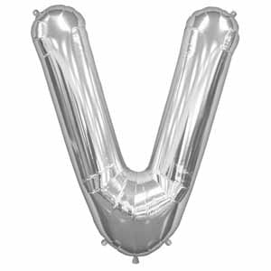 34-Inch Silver Letter V Balloon