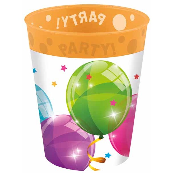 PARTY REUSE CUP 9OZ 4/PK SPARK BALLOONS
