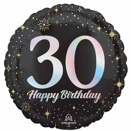 Sparkling 30th Birthday 18-Inch Round Foil Balloon