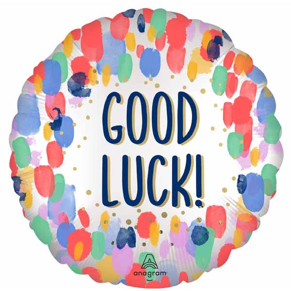 Painterly Good Luck 18-Inch Round Foil Balloon