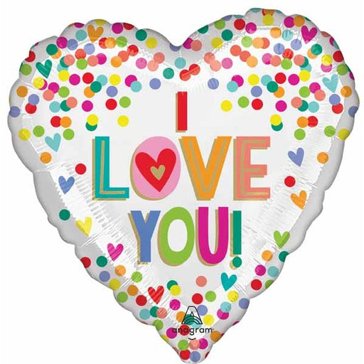 I Love Rainbow Dots 18-Inch Heart Foil Balloon