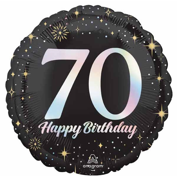 Sparkling 70 Happy Birthday Round Foil Balloon, 18 Inch
