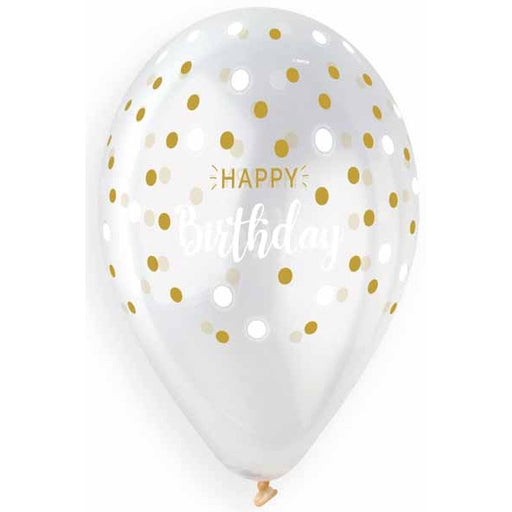 GEMAR 13" HBD GOLDEN DOTS ON CLEAR 50/BG