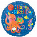 Cute Octopus Happy Birthday 18-Inch Round Foil Balloon