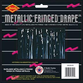 Black Metallic Fringe Drape, 15 Inches x 10 Feet