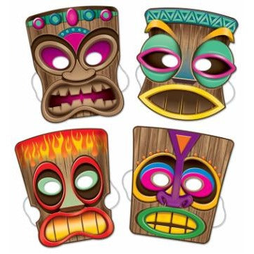 10-Inch Tiki Masks, 4-Pack