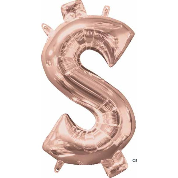 16-Inch Rose Gold Dollar Sign Balloon