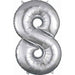 34 Inch Silver Number 8 Foil Balloon