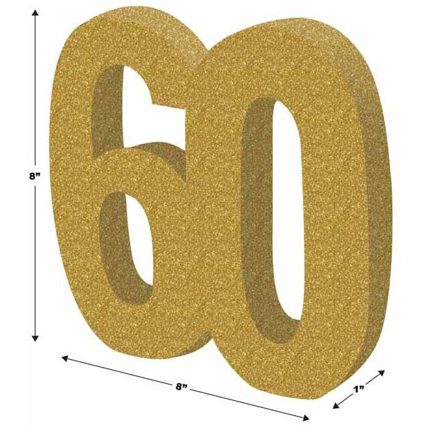 Gold 3D Glittered Number 60 Centerpiece
