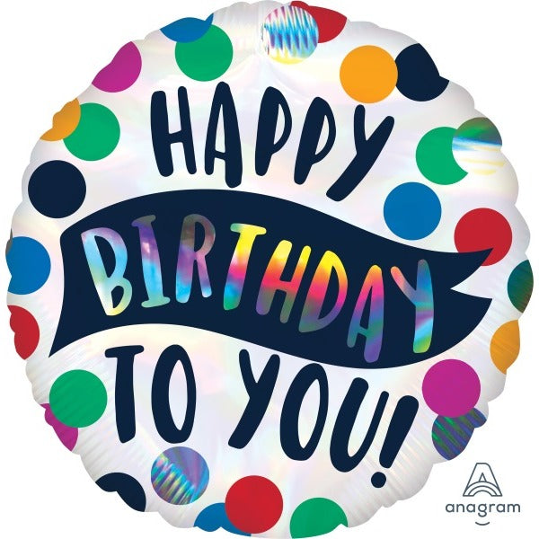 HBD TIME TO PARTY 18" RND HOLO S55 PKG