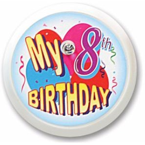 My 8th Birthday Blinking Button, 2 Inch