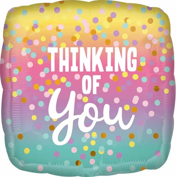 Thinking of You Pastel Dot 18-Inch Square Foil Balloon