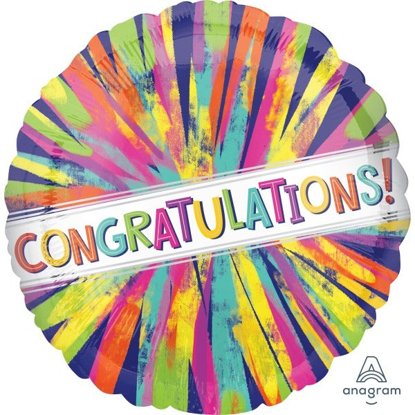 Congrats Paint Burst 18-Inch Round Foil Balloon