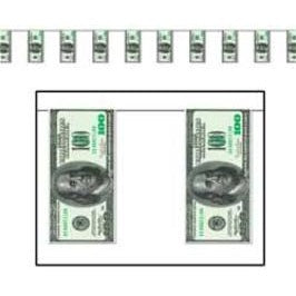 $100 Bill Pennant Banner, 12 ft
