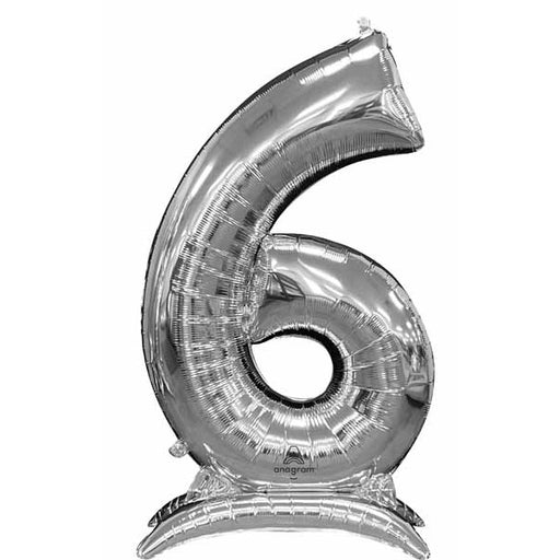 50-Inch Silver Number 6 Stand-Up Balloon