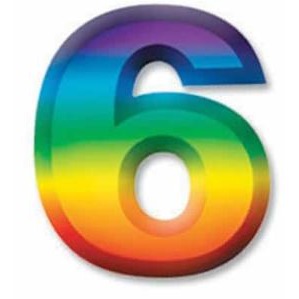 Multicoloured Plastic Number 6 Birthday Decoration