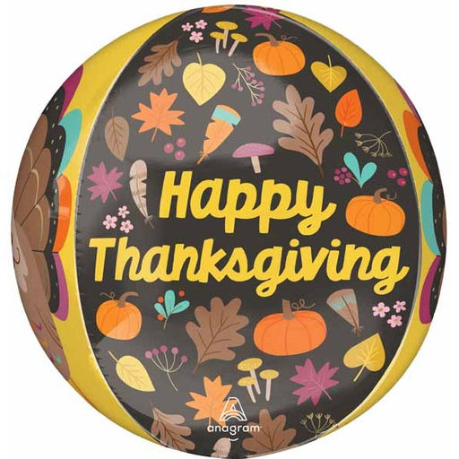 Give Thanks 16" Orbz Foil Thanksgiving Balloon