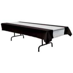 Black & Silver Plastic Table Cover